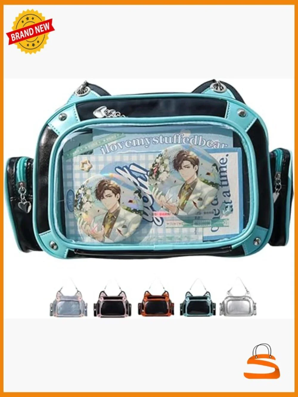 Ita Bag with Clear Window for Pin Display - Kawaii Cat Backpack Purse